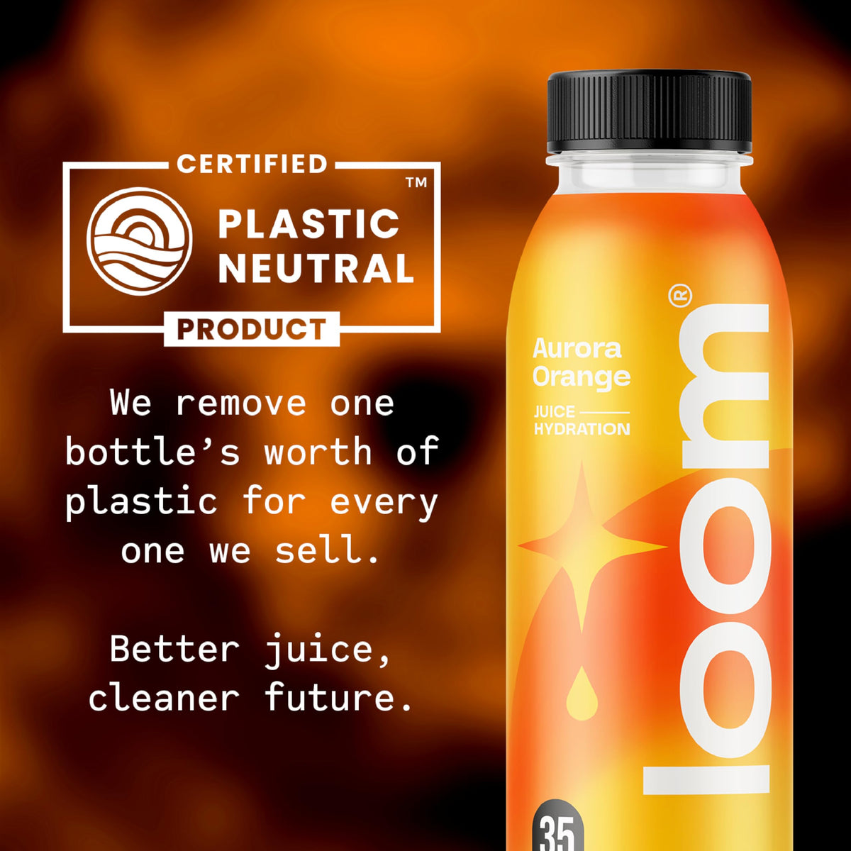 Loom Aurora orange juice label signals Non-GMO, vegan, gluten-free credentials
