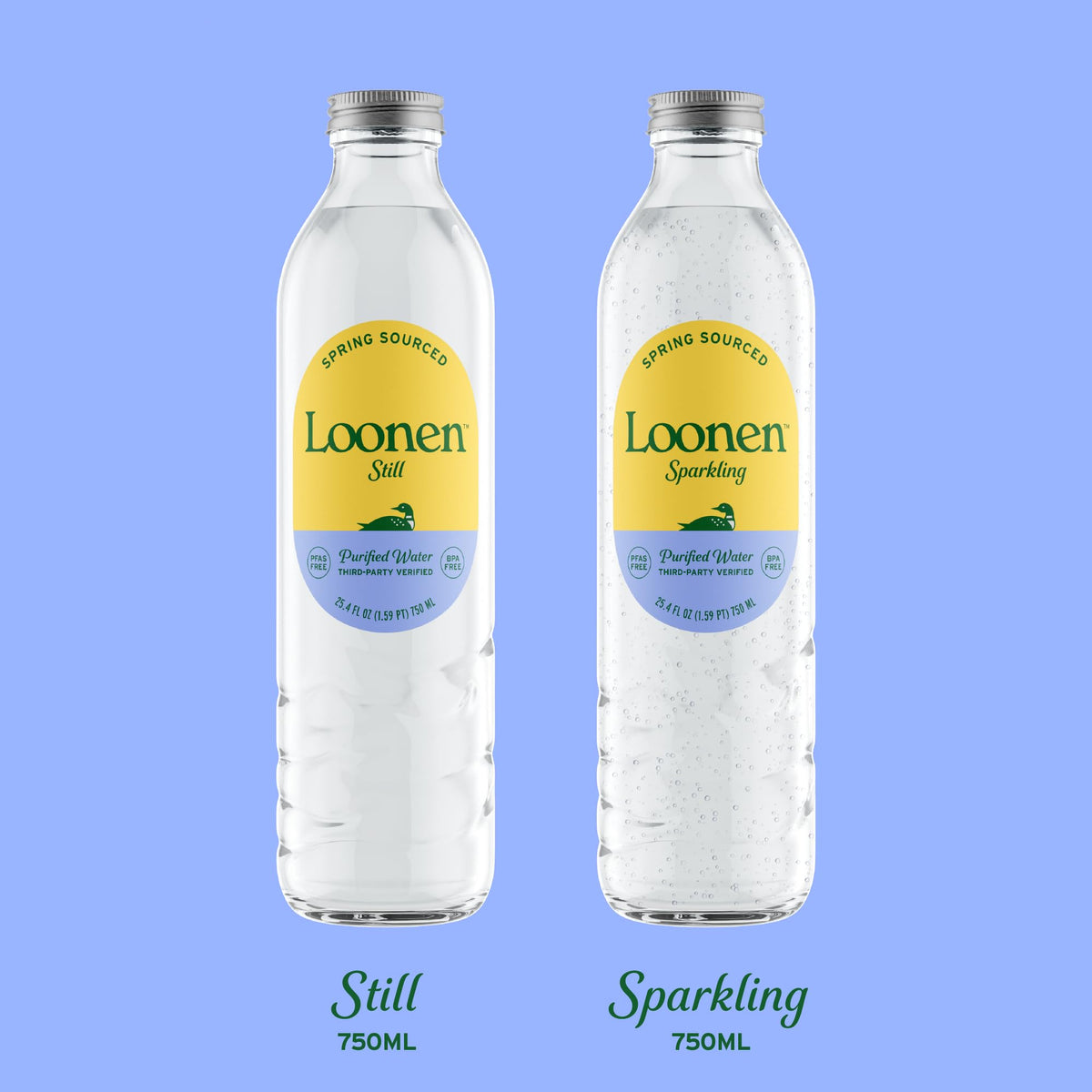 American-made Loonen pack of 6 glass bottles for sustainable hydration