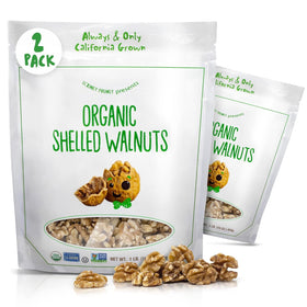 Looney Pruney organic walnuts two-pack in clear packaging, ideal for snacking and recipes.