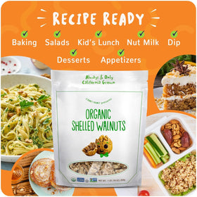 Looney Pruney unsalted walnuts ready to use in snacks and dishes.