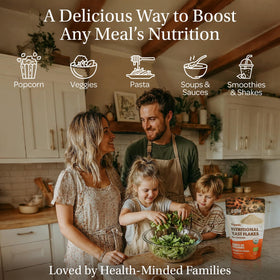 Stir LOOV nutritional yeast flakes into soups or sauces for natural cheese flavor