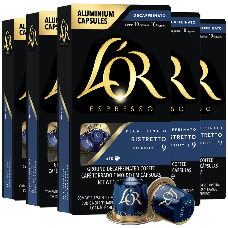 L'OR DECAF box front 50-count for convenient evenings
