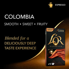 L'OR espresso capsules shown with BARISTA System compatibility for home baristas
