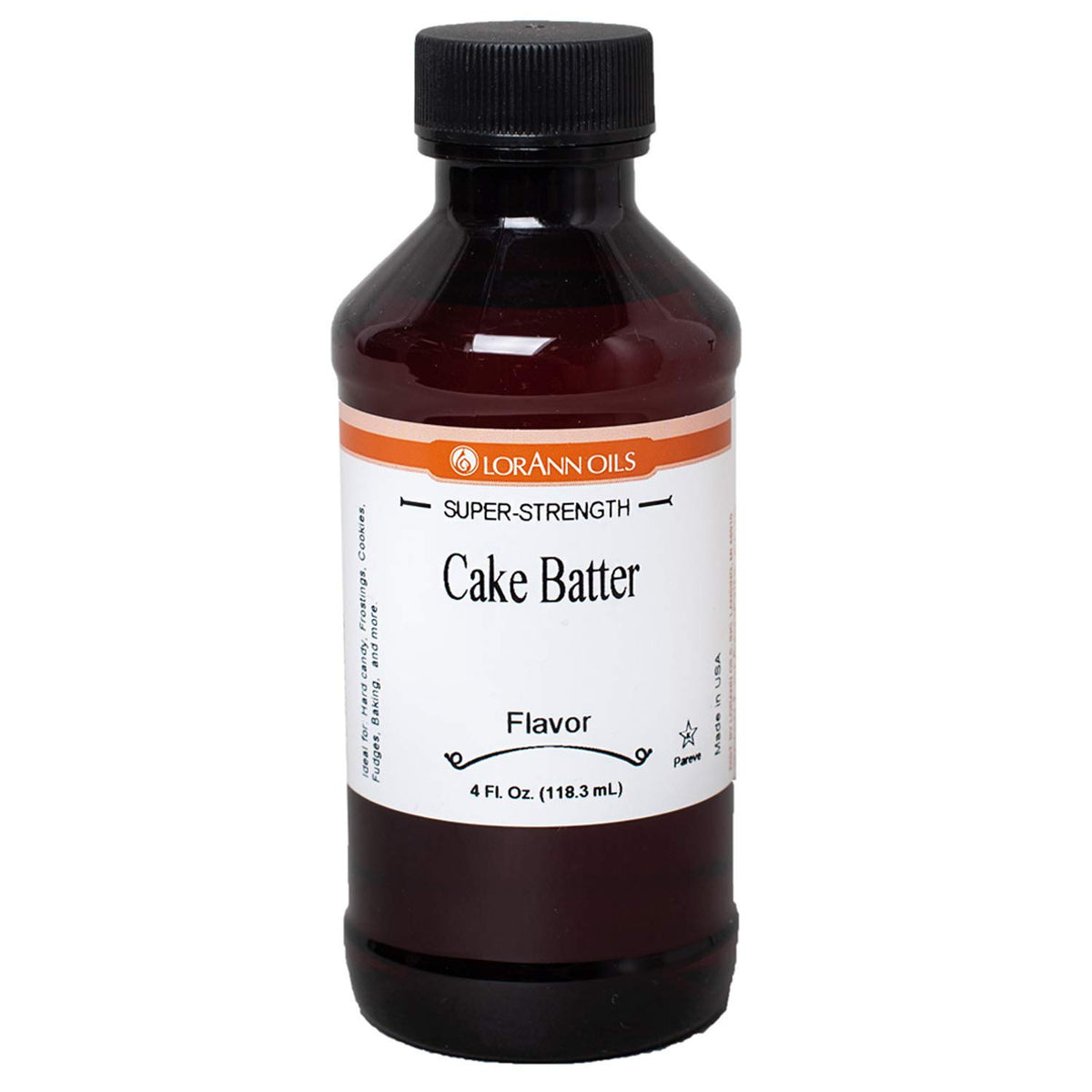 LorAnn Cake Batter flavor bottle shown, ideal for boosting cake and cookie batters.