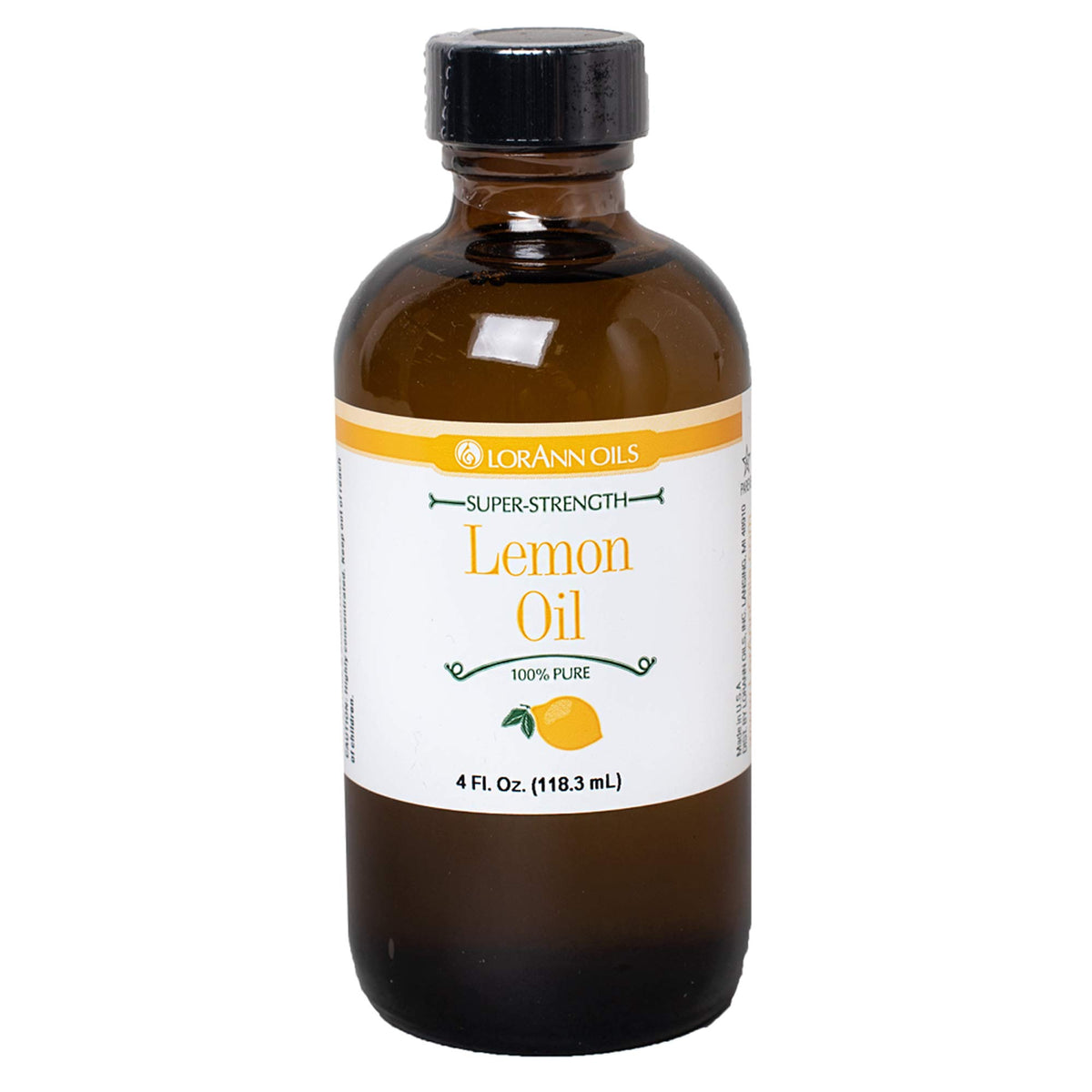 LorAnn Lemon Oil SS bottle front view highlighting pure flavor for desserts.