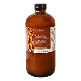 LorAnn Oils Almond Bakery Emulsion bottle for bakery-grade flavor in cakes, cookies, and desserts.