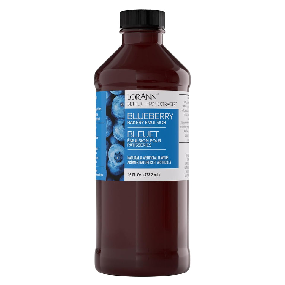 LorAnn Oils Blueberry Bakery Emulsion bottle delivering bakery-grade flavor for baked goods.