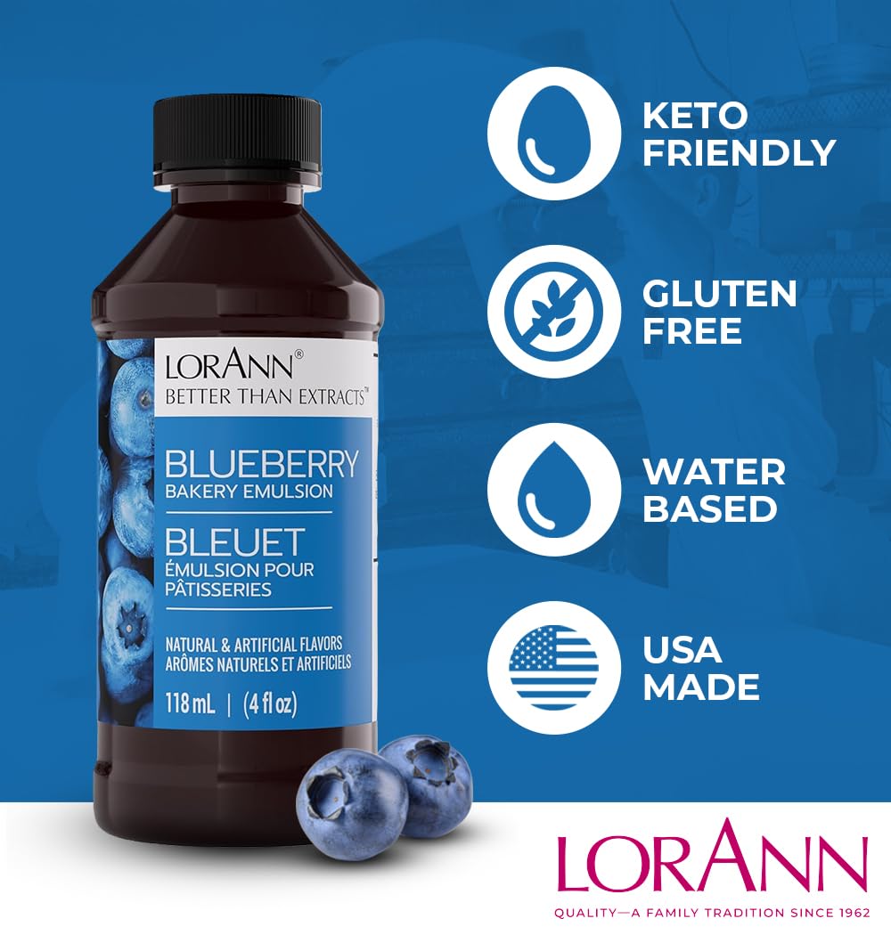 LorAnn Oils Blueberry Bakery Emulsion on cookie-dough surface for enhanced taste.