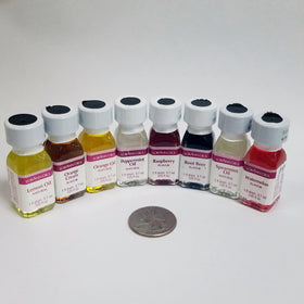 LorAnn Oils Fruity Flavors Pack bottle close-up with labels
