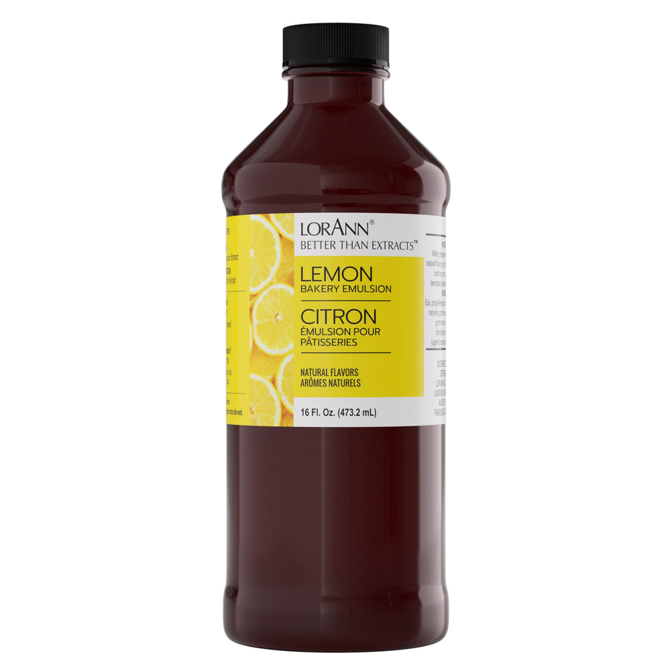 LorAnn Oils Lemon Bakery Emulsion bottle highlighting lemon flavor for baking