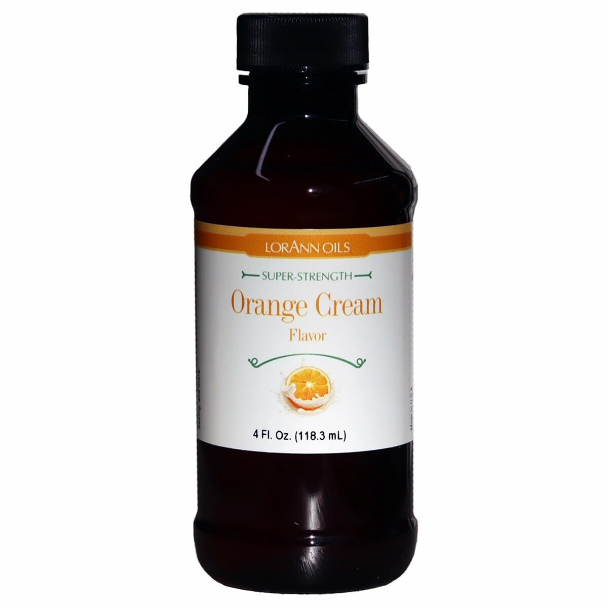 LorAnn Oils Orange Cream Super Strength bottle for bold flavoring in candies and baked goods.