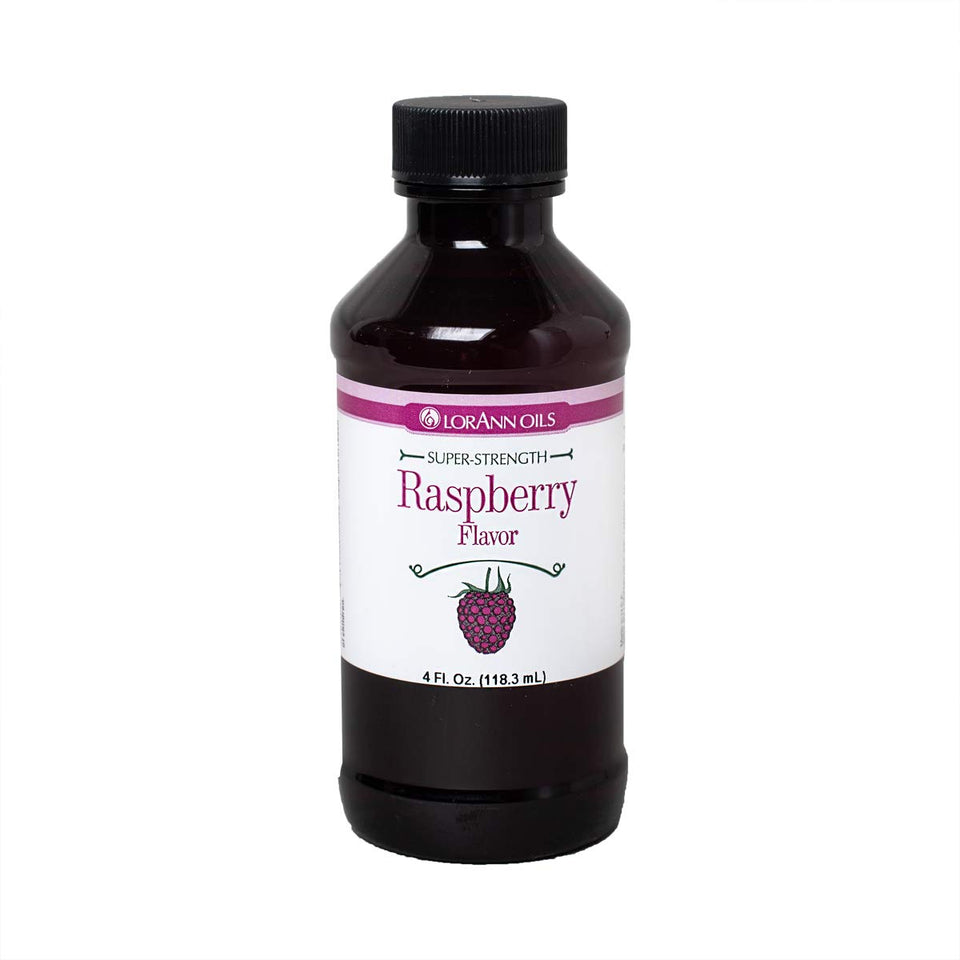 LorAnn Raspberry Flavor bottle front view, ideal for candy making and desserts.