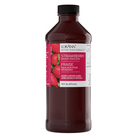 LorAnn Oils Strawberry Bakery Emulsion bottle pour delivers rich strawberry flavor to baked goods.