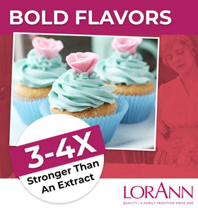 LorAnn Oils bubble gum flavor label close-up showing premium strength.