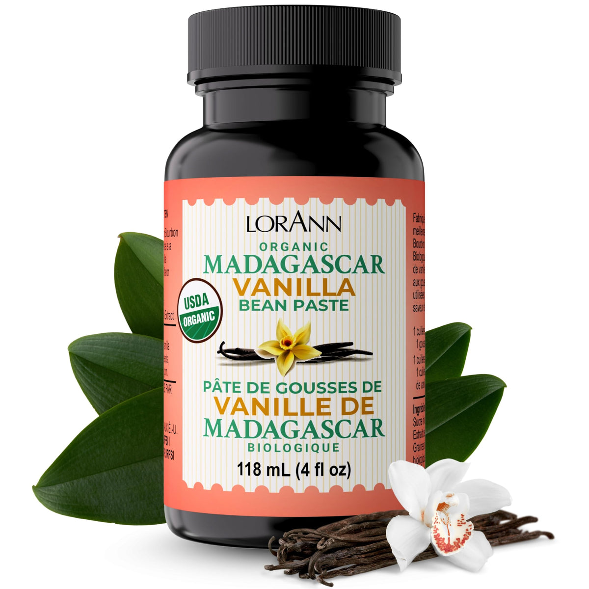 LorAnn Oils vanilla bean paste jar with real seed flecks for baking.