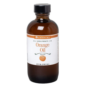 LorAnn Orange Oil bottle highlighting a potent citrus flavor for candies and baked goods.