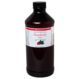 LorAnn Strawberry SS flavor bottle closeup for vibrant candy and dessert applications.