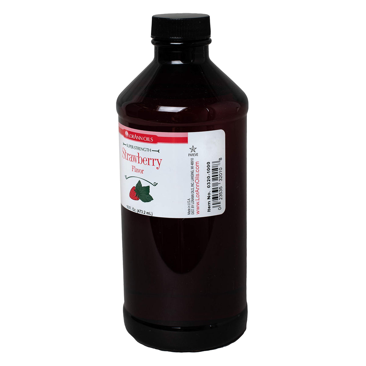 LorAnn Strawberry SS flavor bottle pour shot showing easy dispersion in recipes.