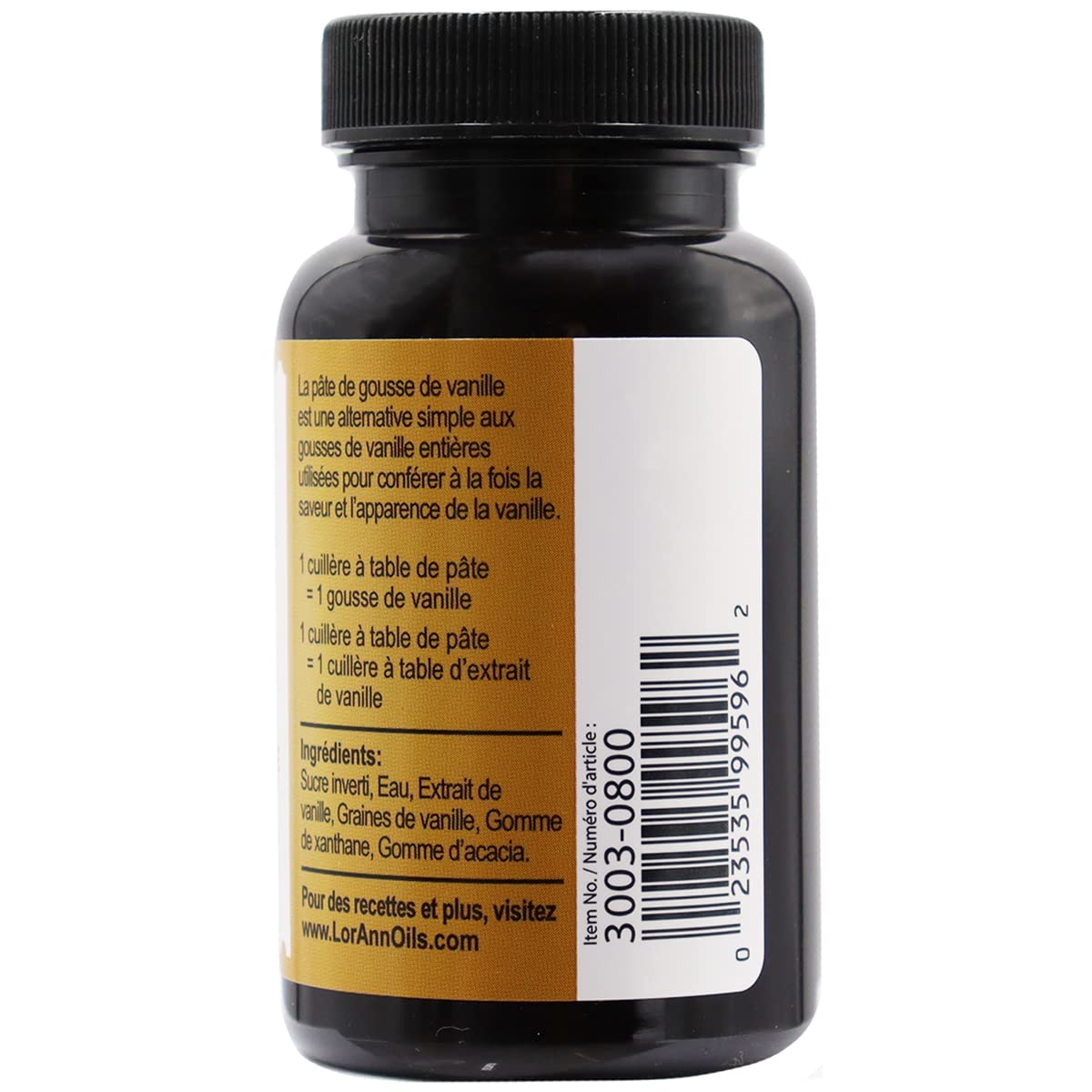 LorAnn Vanilla Bean Paste bilingual label in English and French for versatile labeling
