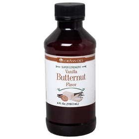 LorAnn Vanilla Butternut Super Strength bottle close-up for rich vanilla flavor.
