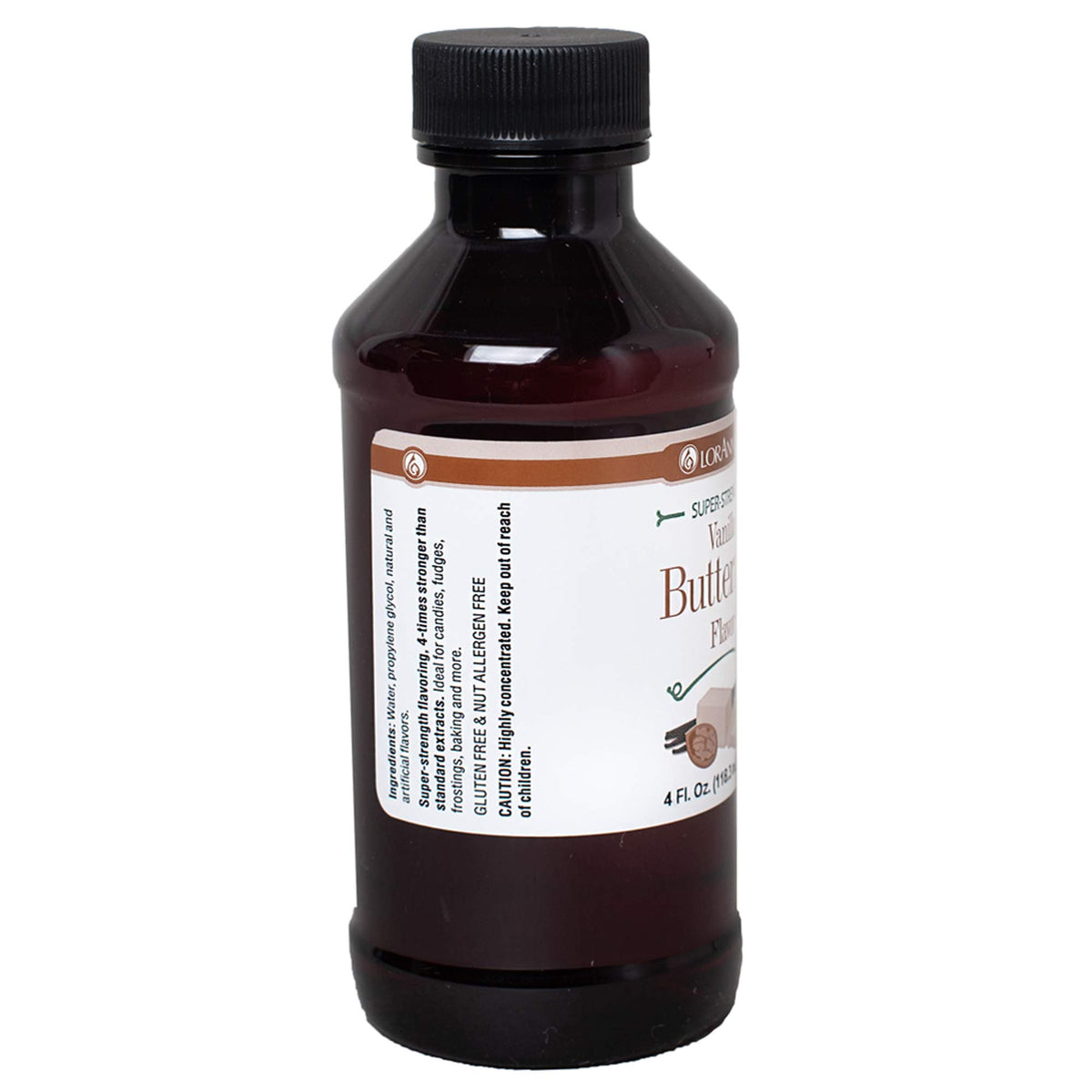 Pouring LorAnn Vanilla Butternut Super Strength to boost desserts.
