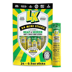 Lorissa's Kitchen Heat Seeker jalapeño mini beef sticks pack for on-the-go protein
