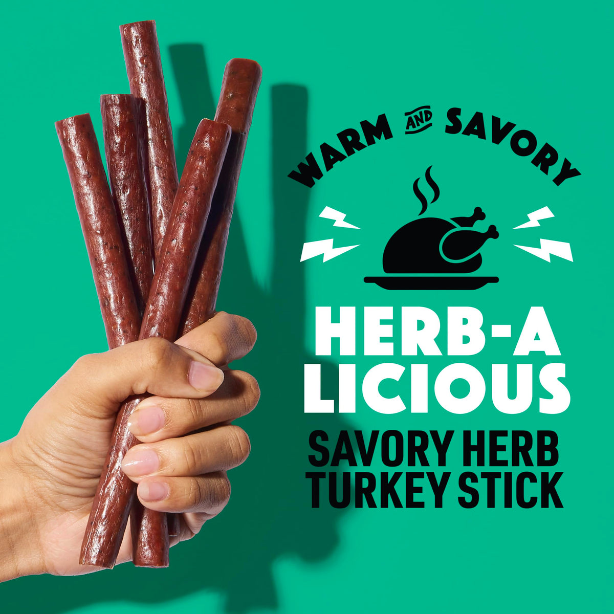 Close-up shows savory herb blend on Lorissa's Kitchen turkey stick.