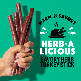Close-up shows savory herb blend on Lorissa's Kitchen turkey stick.