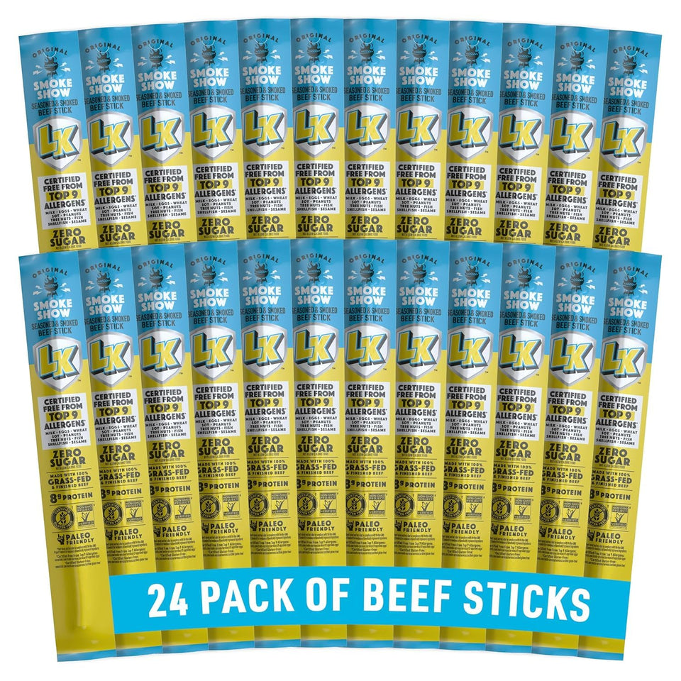 Lorissa's Kitchen Smoke Show beef sticks pack for easy, on-the-go protein.