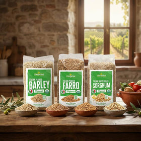 Pantry-ready L'Oro Del Sud barley bag welcomes bulk cooking and meal prep.