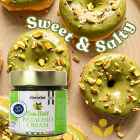 L'Oro Del Sud pistachio cream on toast suggesting versatility.