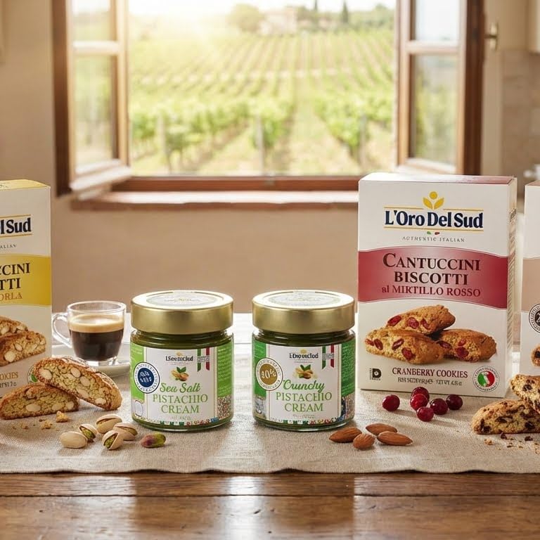 Product of Italy seal with L'Oro Del Sud pistachio cream.