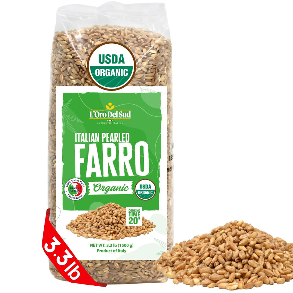 L'Oro Del Sud organic farro pearled bulk bag for quick, versatile meals.
