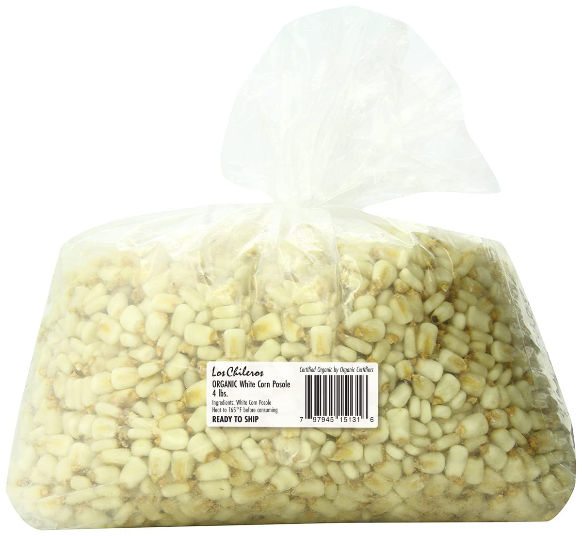 Los Chileros Organic White Corn Posole 4lb bulk bag for hearty Southwest meals at home.