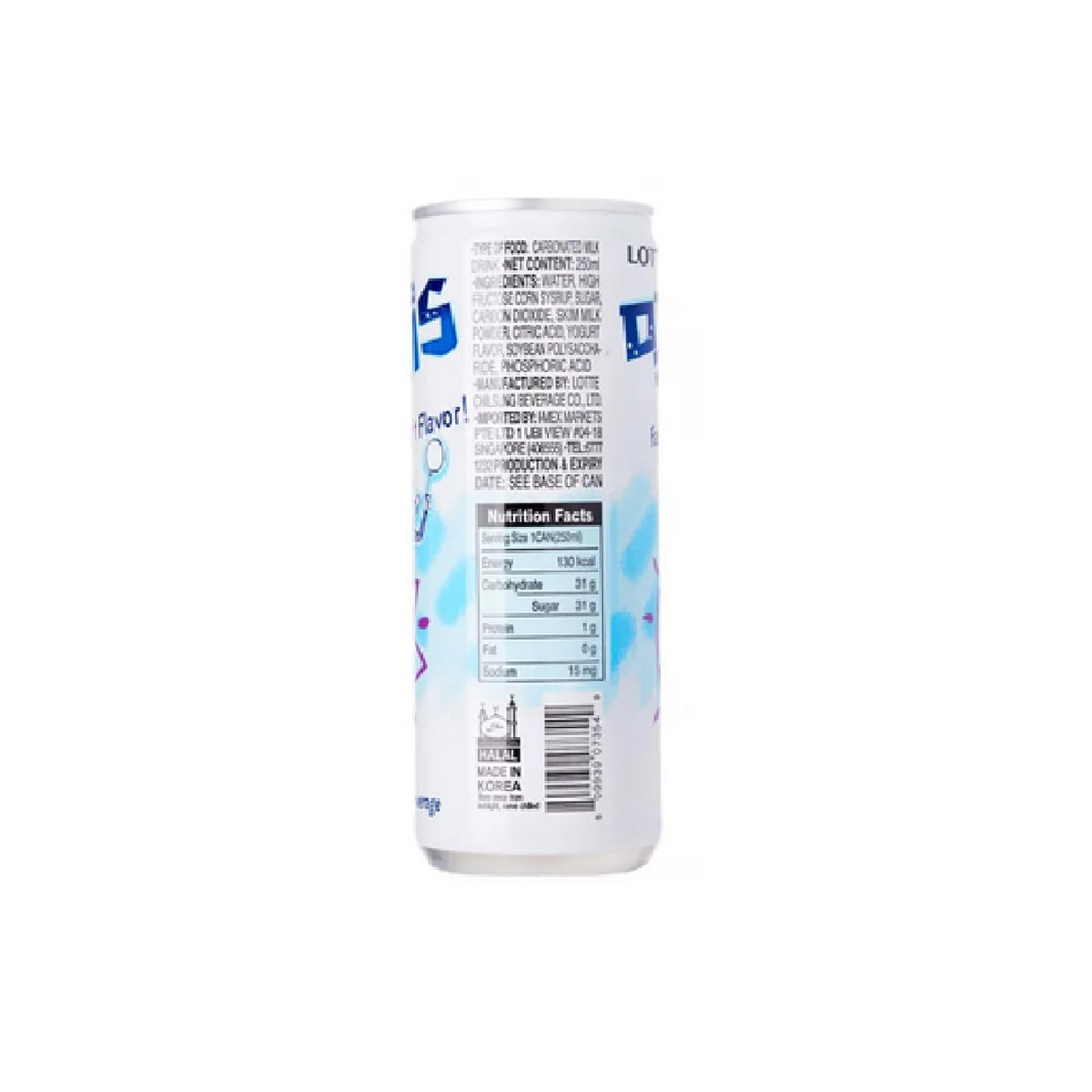 Close-up of Lotte Milkis Soda texture with milky bubbles and carbonation