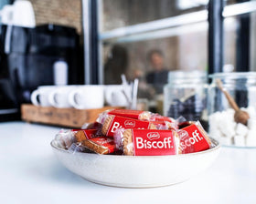 Lotus Biscoff made in Belgium since 1932 with RSPO palm oil.