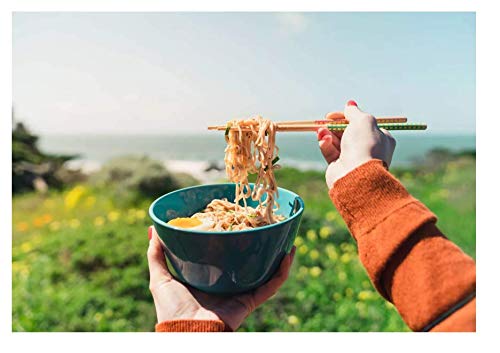 Lotus Brown Rice Ramen stir-fry shows versatile meals with veggies and sauce.