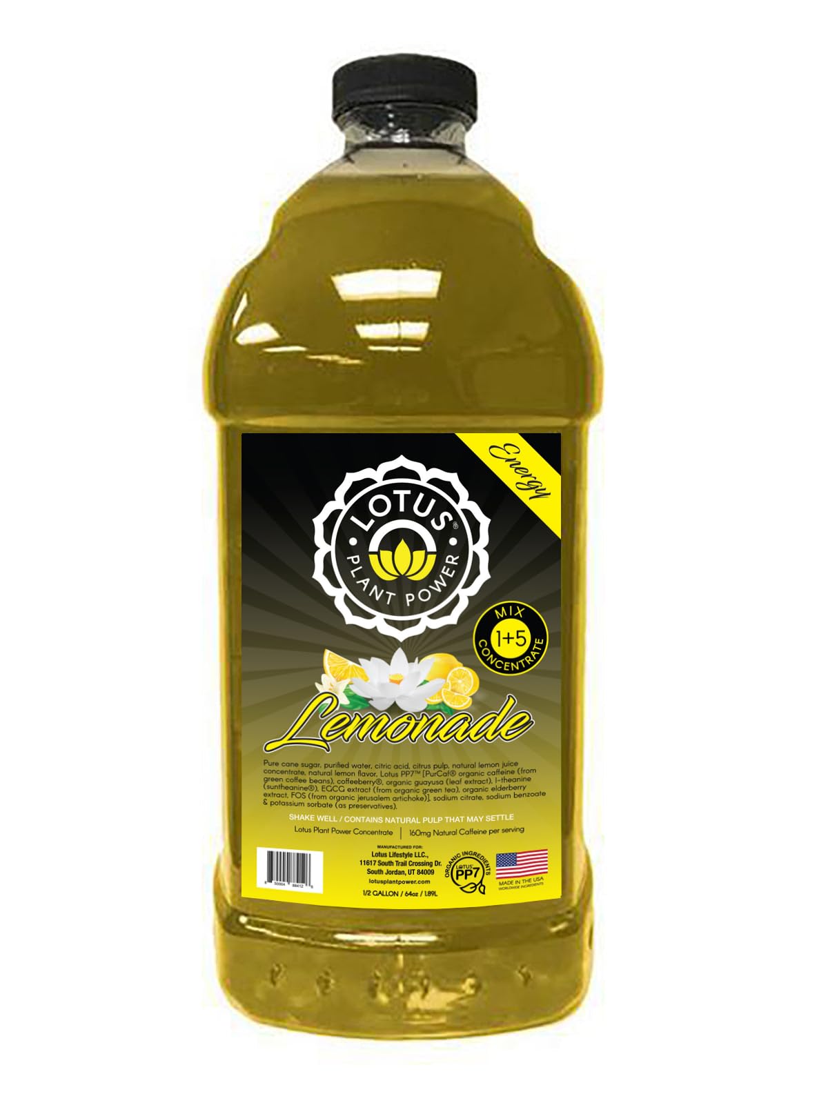 Lotus Energy Lemonade bottle—refreshing energy boost from natural caffeine.