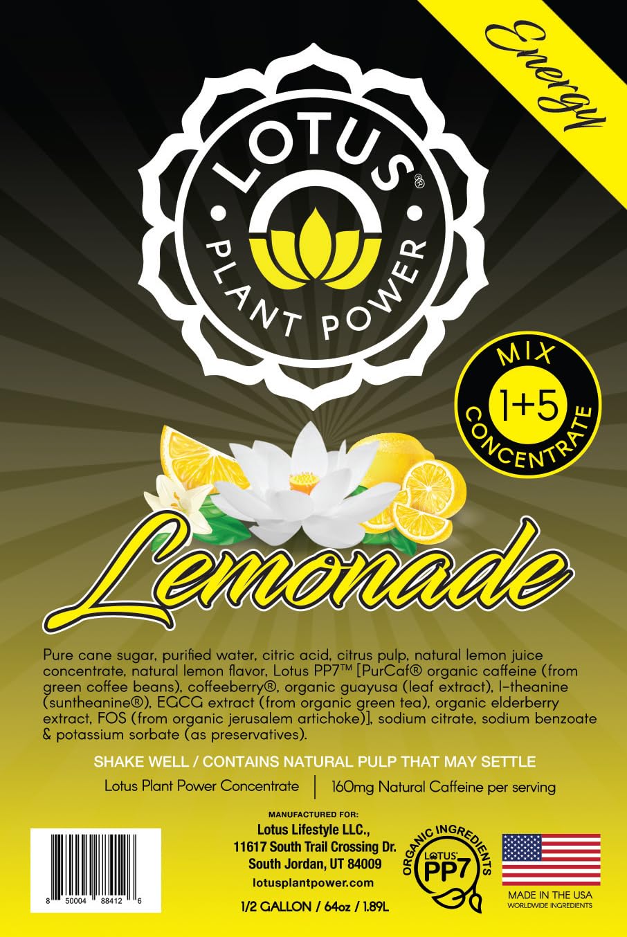 Lotus Energy Lemonade concentrate pour enables quick, customizable energy spritzers.