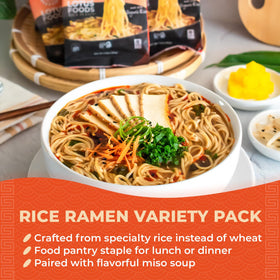 Lotus Foods Millet and Brown Rice ramen with vegetables, gluten-free option.