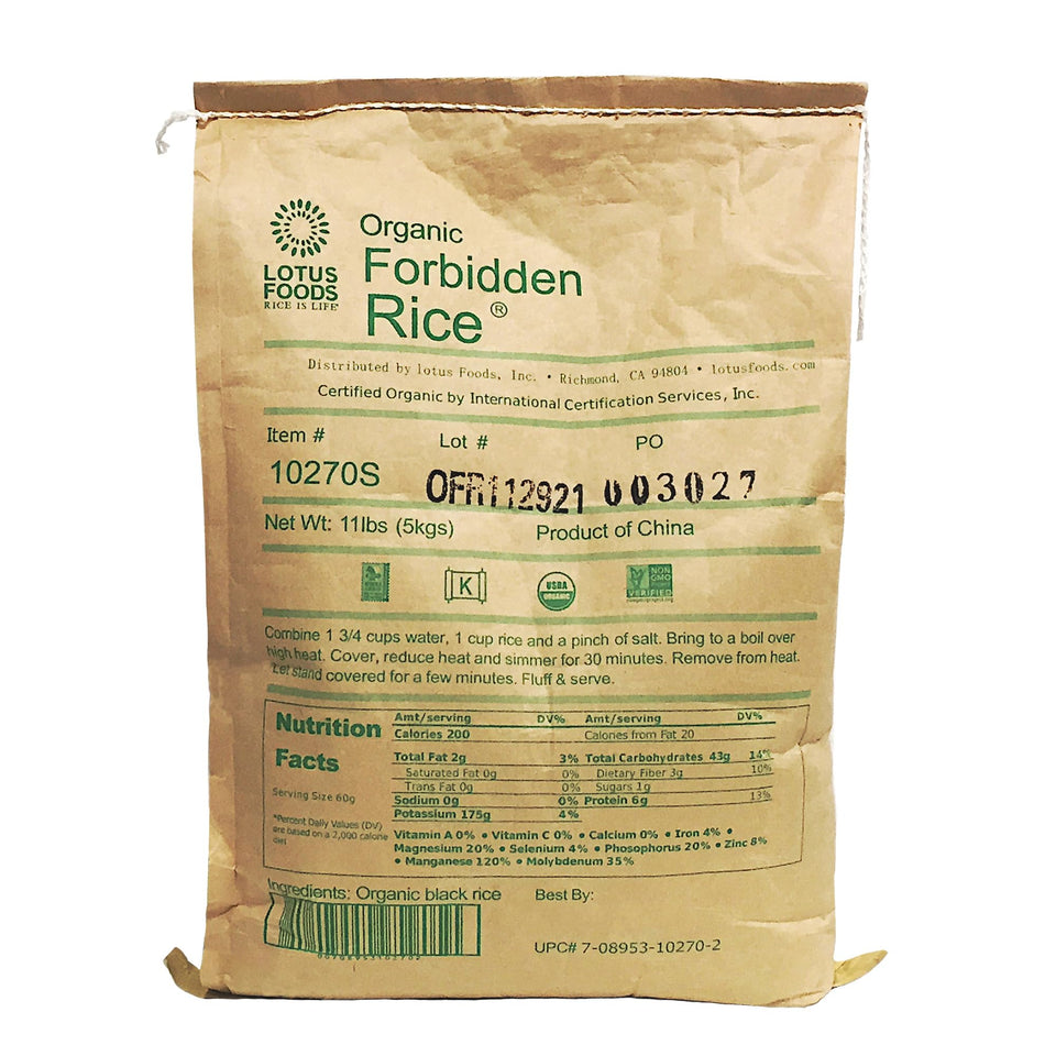 Lotus Foods Forbidden Rice bulk bag, rich nutty aroma, perfect for bowls and sides.