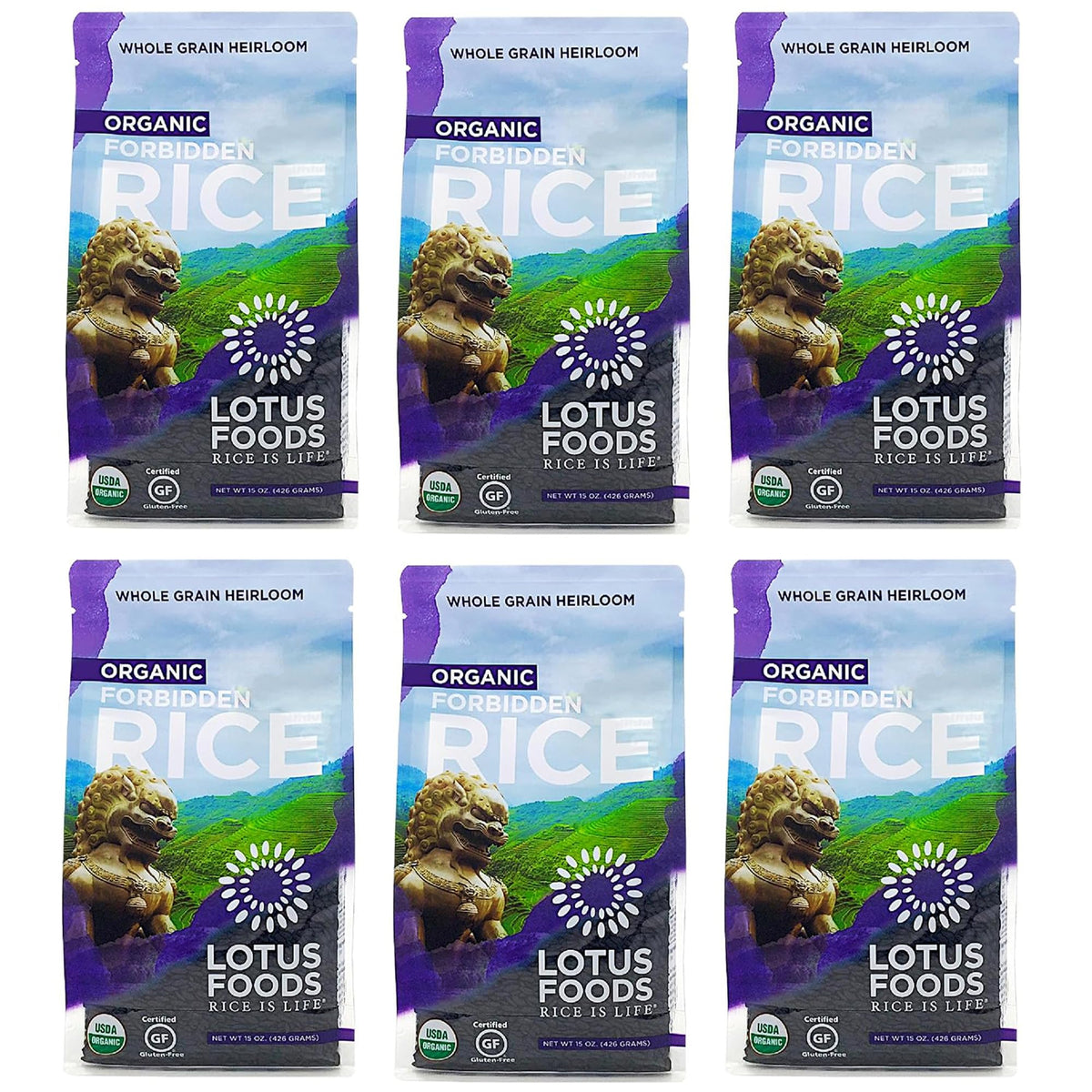 Lotus Foods Forbidden Rice pack front, gluten-free bulk option for meals