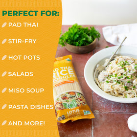 Lotus Foods Gluten-Free Pad Thai Noodles label showing organic certification