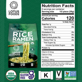 Lotus Foods Jade Pearl Ramen cooking image showing 8 minute readiness for busy evenings