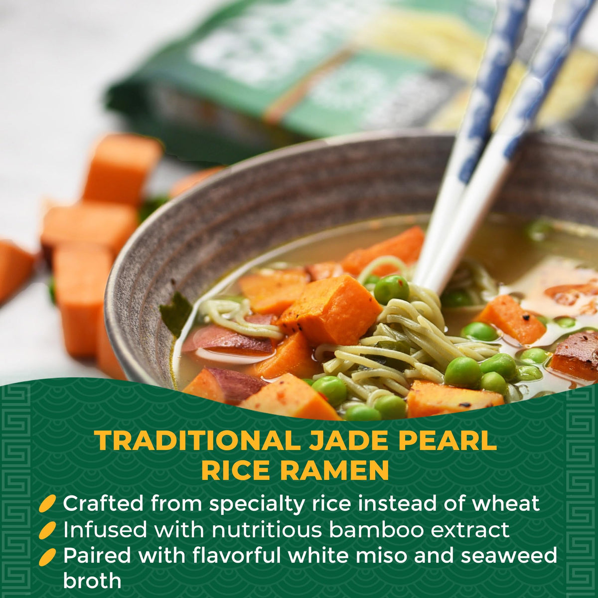 Lotus Foods Jade Pearl ramen in miso soup packet gluten-free vegan