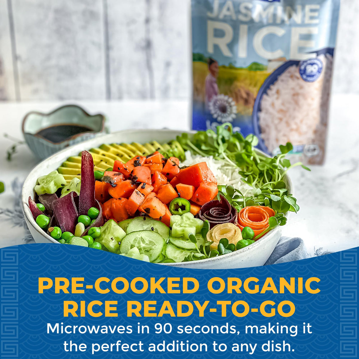 Lotus Foods microwave-ready jasmine rice pouch for quick meals