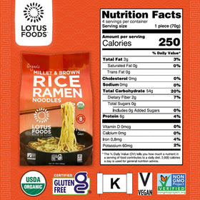 Lotus Foods noodles close-up, gluten-free whole grain texture.