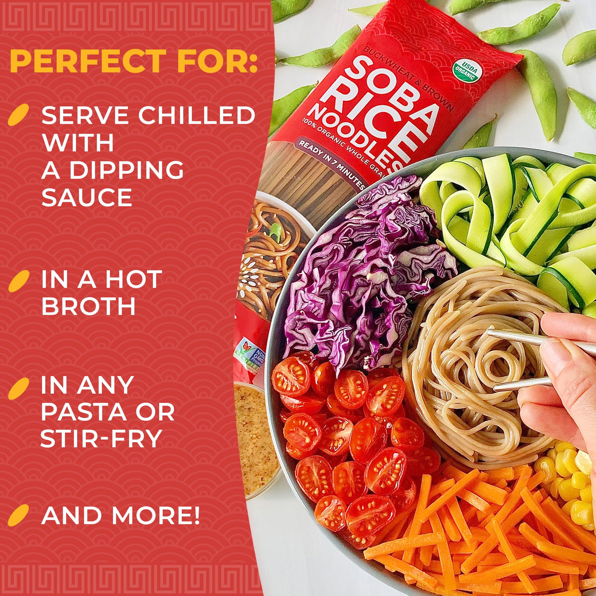 Noodles in a comforting broth ready to serve.