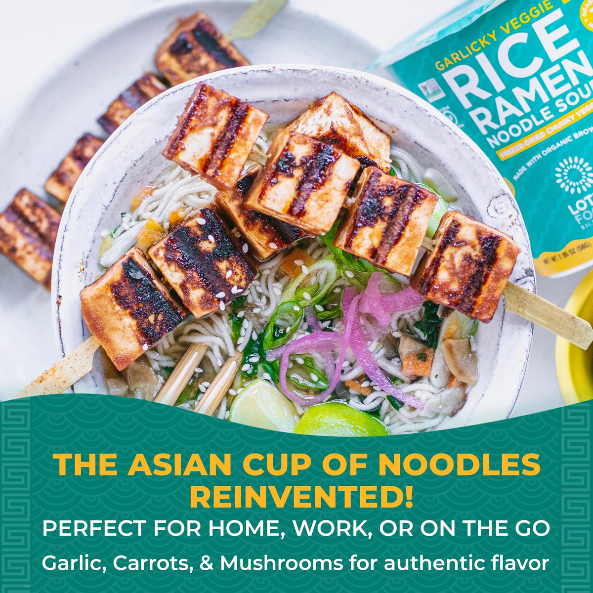 Lotus Foods organic brown rice ramen noodles for a hearty plant-based meal.