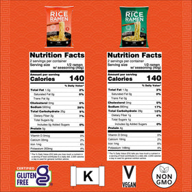 Organic, gluten-free Lotus Foods ramen packaging for easy storage.